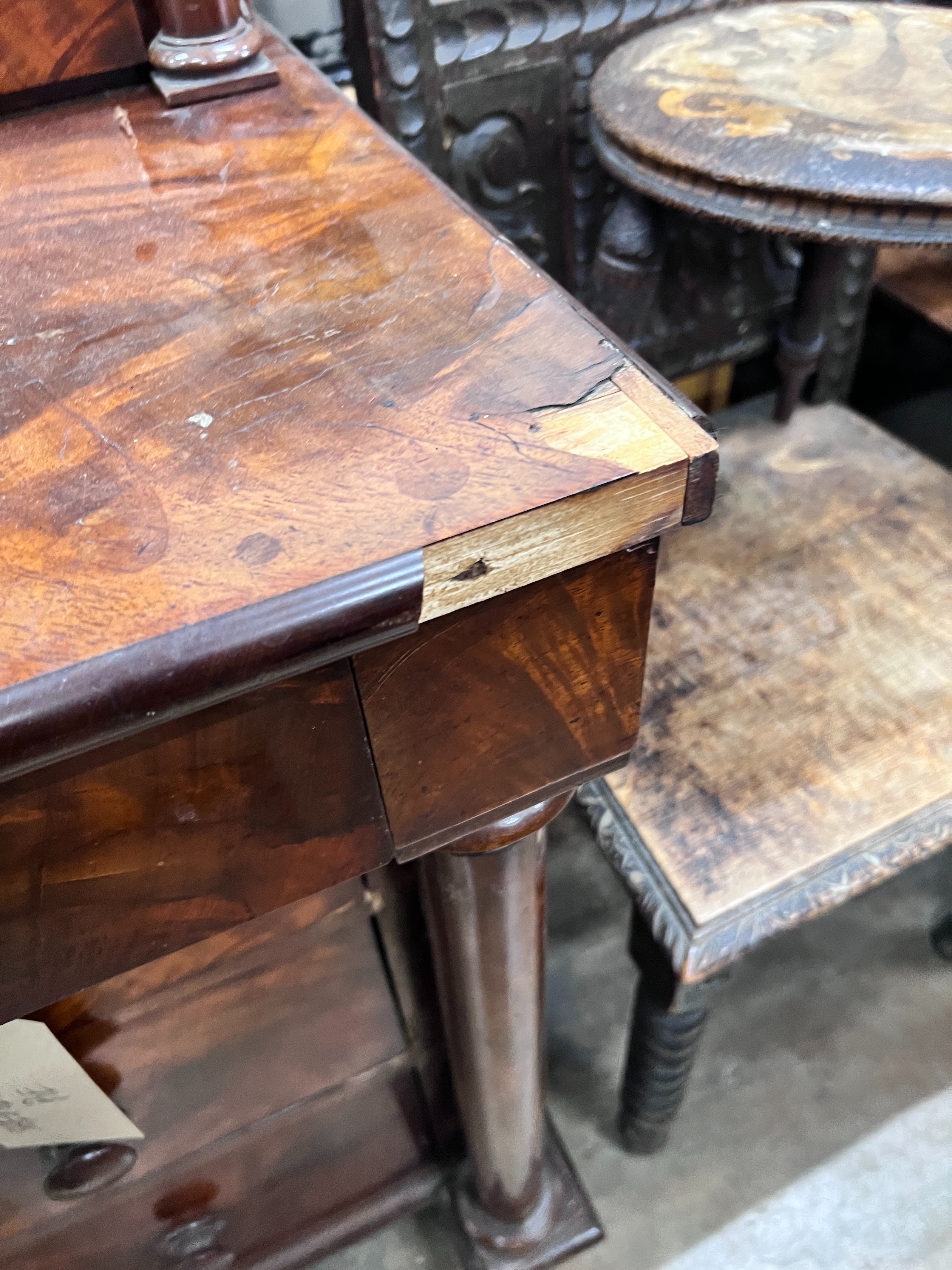 A 19th century French flame mahogany dressing chest, width 90cm *Please note the sale commences at 9am.